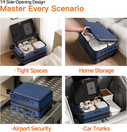 Expandable Lightweight PC Hard Shell Suitcase, 20-inch Carry On Luggage with TSA Lock, 360 Silent Spinner Wheels, Top Opening & Cup Holder - Ideal for Business Travel Suitcase (Ivory)