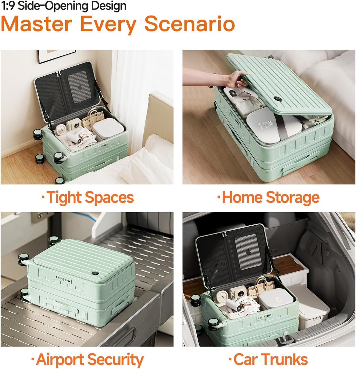 Expandable Lightweight PC Hard Shell Suitcase, 20-inch Carry On Luggage with TSA Lock, 360 Silent Spinner Wheels, Top Opening & Cup Holder - Ideal for Business Travel Suitcase (Ivory)