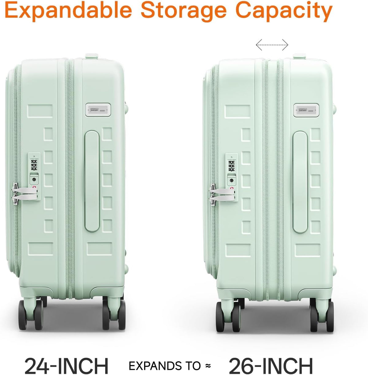 Expandable Lightweight PC Hard Shell Suitcase, 20-inch Carry On Luggage with TSA Lock, 360 Silent Spinner Wheels, Top Opening & Cup Holder - Ideal for Business Travel Suitcase (Ivory)