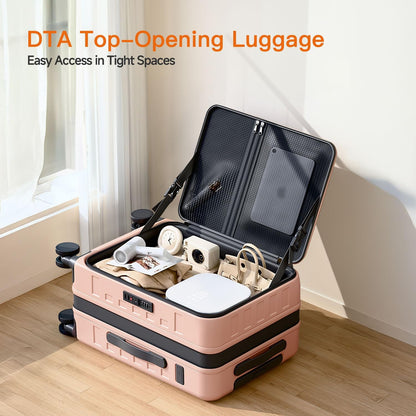 Expandable Lightweight PC Hard Shell Suitcase, 20-inch Carry On Luggage with TSA Lock, 360 Silent Spinner Wheels, Top Opening & Cup Holder - Ideal for Business Travel Suitcase (Ivory)