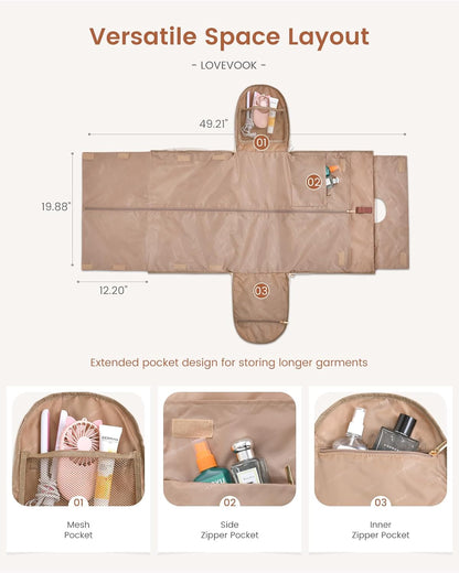 2 in 1 Garment Bag for Women with Shoe Pouch, Convertible Hanging Suit Bag Suitcase, Carry On Travel Duffel Bag with Toiletry Bag, Waterproof Weekender Bag for Business, Trip, Wedding