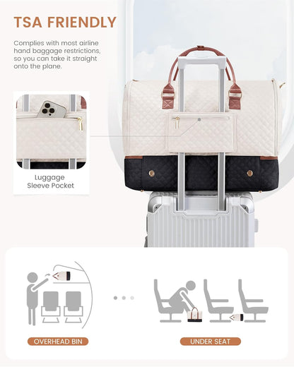 2 in 1 Garment Bag for Women with Shoe Pouch, Convertible Hanging Suit Bag Suitcase, Carry On Travel Duffel Bag with Toiletry Bag, Waterproof Weekender Bag for Business, Trip, Wedding