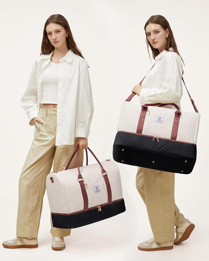2 in 1 Garment Bag for Women with Shoe Pouch, Convertible Hanging Suit Bag Suitcase, Carry On Travel Duffel Bag with Toiletry Bag, Waterproof Weekender Bag for Business, Trip, Wedding