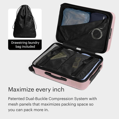 Carry-On Luggage - 22-Inch Lightweight Hardside Suitcase with 360° Spinner Wheels, Interior Compression System, TSA-Approved Lock - Jet Black