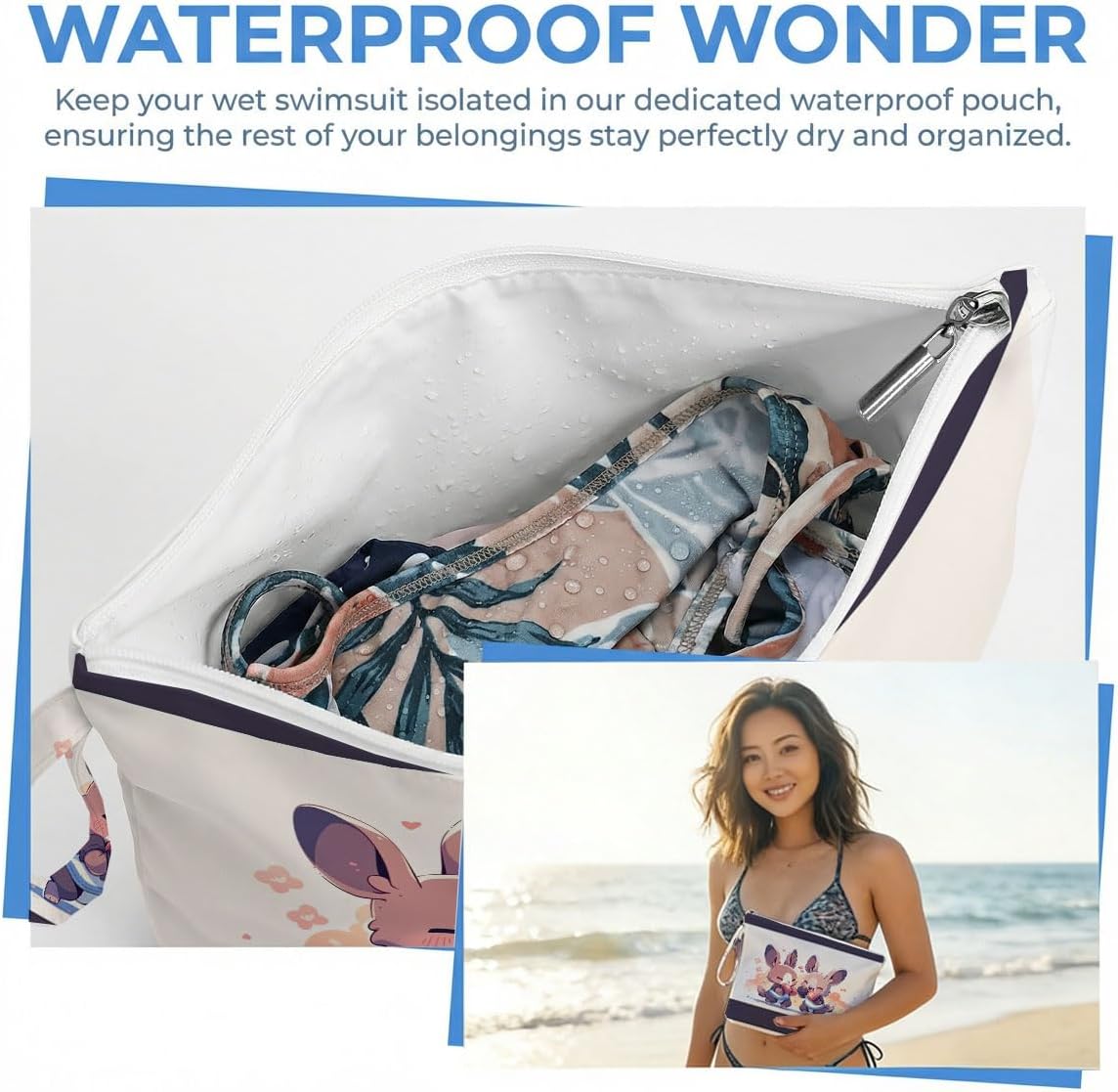 Wet Dry Bag, Waterproof Travel Pouch, Large Zipper Bag For Swimsuits, Diapers, Toiletries, Makeup, Women And Girls Cute Baby Shark