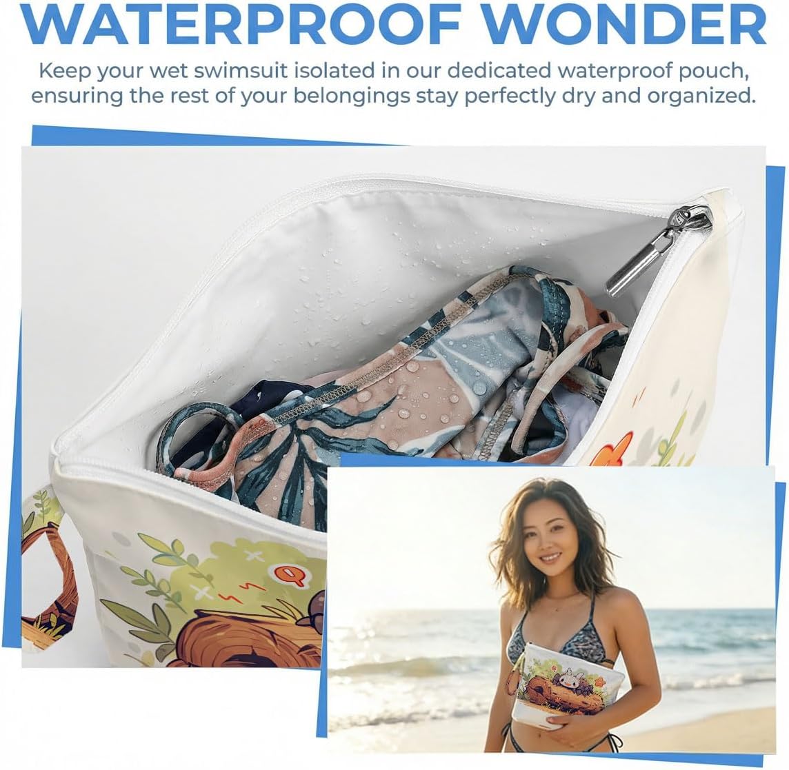 Wet Dry Bag, Waterproof Travel Pouch, Large Zipper Bag For Swimsuits, Diapers, Toiletries, Makeup, Women And Girls Cute Baby Shark