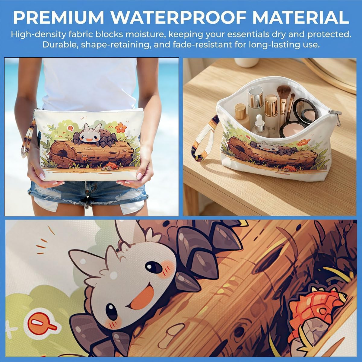 Wet Dry Bag, Waterproof Travel Pouch, Large Zipper Bag For Swimsuits, Diapers, Toiletries, Makeup, Women And Girls Cute Baby Shark