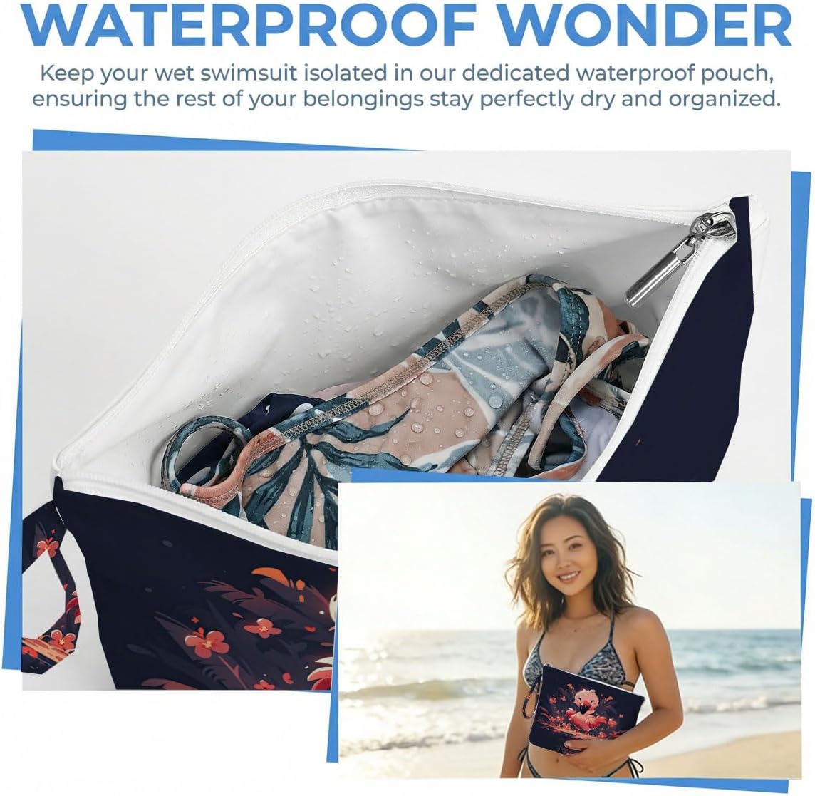 Wet Dry Bag, Waterproof Travel Pouch, Large Zipper Bag For Swimsuits, Diapers, Toiletries, Makeup, Women And Girls Cute Baby Shark
