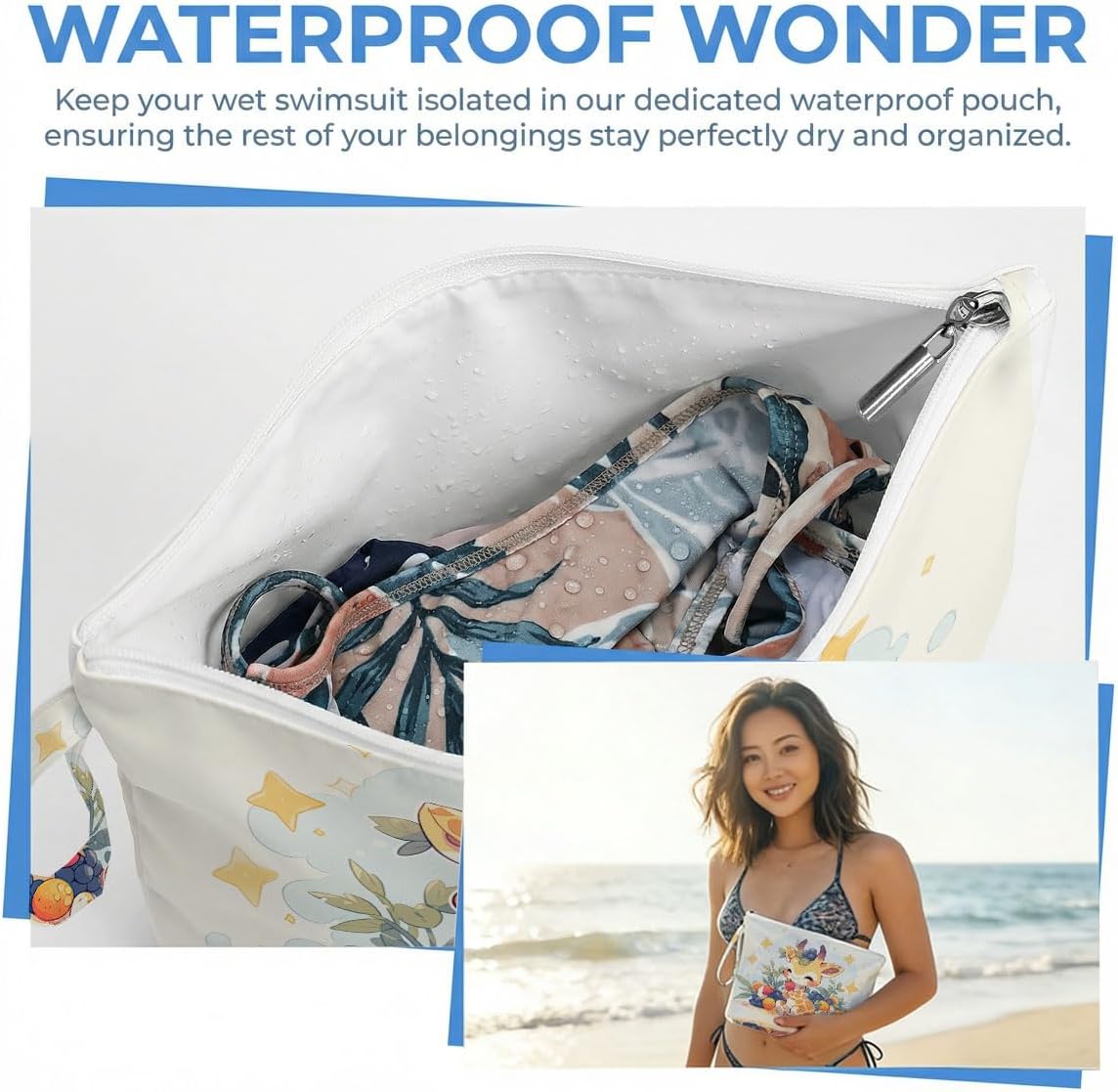 Wet Dry Bag, Waterproof Travel Pouch, Large Zipper Bag For Swimsuits, Diapers, Toiletries, Makeup, Women And Girls Cute Baby Shark