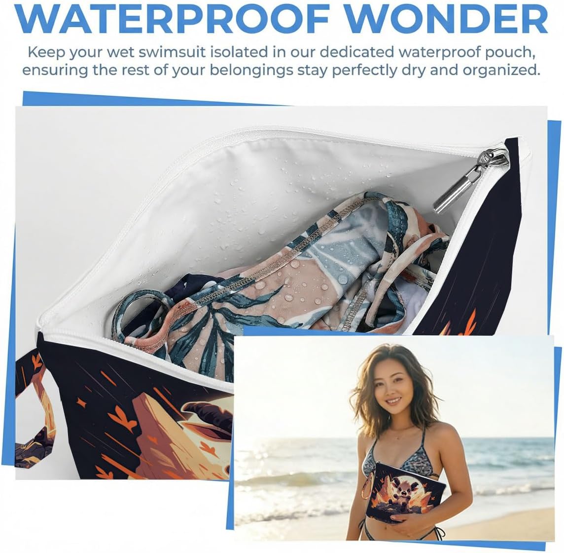 Wet Dry Bag, Waterproof Travel Pouch, Large Zipper Bag For Swimsuits, Diapers, Toiletries, Makeup, Women And Girls Cute Baby Shark