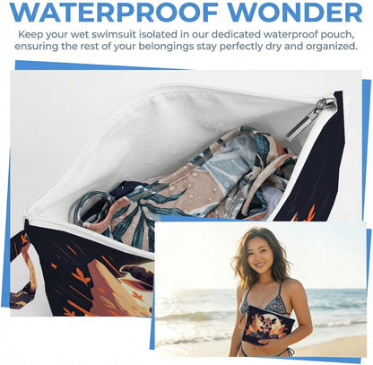Wet Dry Bag, Waterproof Travel Pouch, Large Zipper Bag For Swimsuits, Diapers, Toiletries, Makeup, Women And Girls Cute Baby Shark