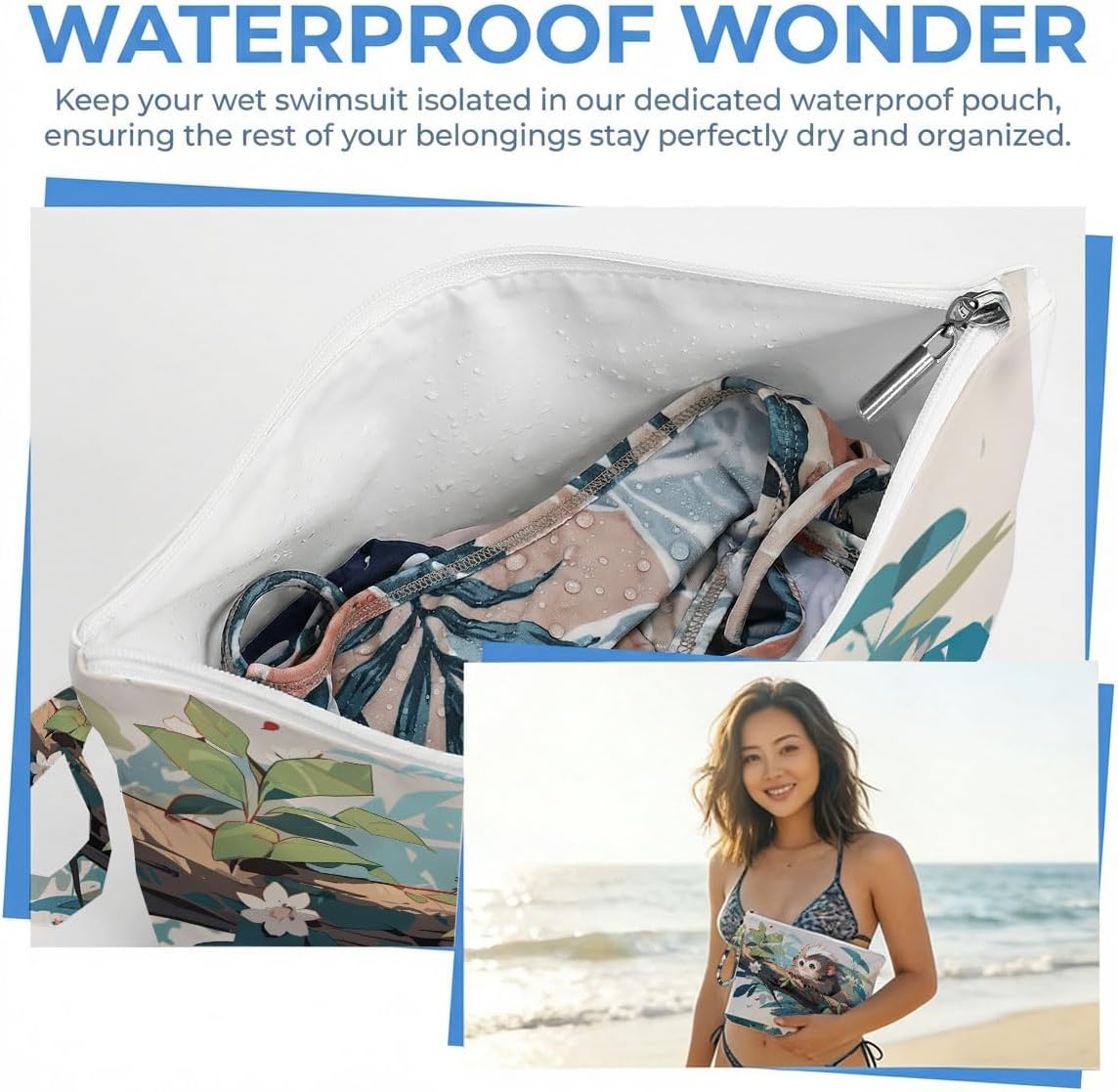 Wet Dry Bag, Waterproof Travel Pouch, Large Zipper Bag For Swimsuits, Diapers, Toiletries, Makeup, Women And Girls Cute Baby Shark