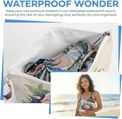 Wet Dry Bag, Waterproof Travel Pouch, Large Zipper Bag For Swimsuits, Diapers, Toiletries, Makeup, Women And Girls Cute Baby Shark