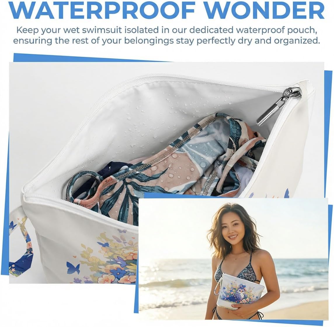 Wet Dry Bag, Waterproof Travel Pouch, Large Zipper Bag For Swimsuits, Diapers, Toiletries, Makeup, Women And Girls Cute Baby Shark