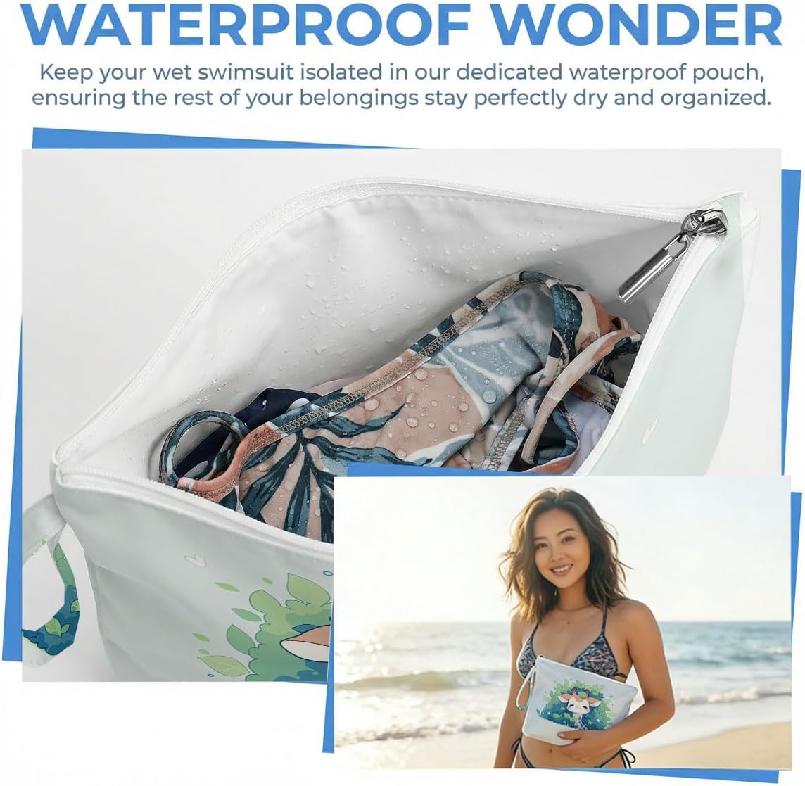 Wet Dry Bag, Waterproof Travel Pouch, Large Zipper Bag For Swimsuits, Diapers, Toiletries, Makeup, Women And Girls Cute Baby Shark