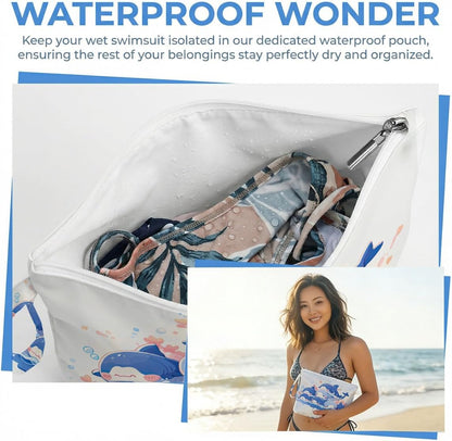 Wet Dry Bag, Waterproof Travel Pouch, Large Zipper Bag For Swimsuits, Diapers, Toiletries, Makeup, Women And Girls Cute Baby Shark