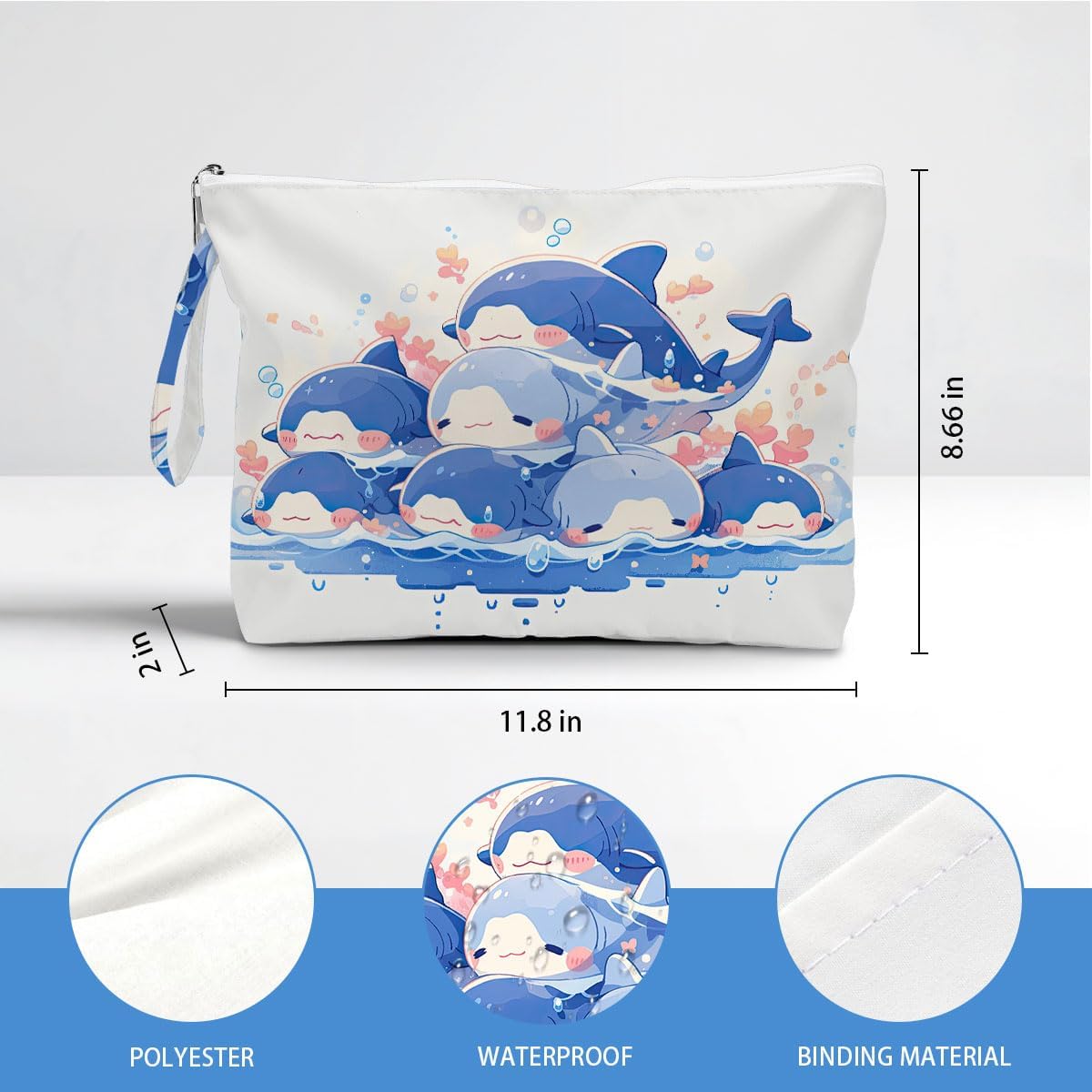 Wet Dry Bag, Waterproof Travel Pouch, Large Zipper Bag For Swimsuits, Diapers, Toiletries, Makeup, Women And Girls Cute Baby Shark