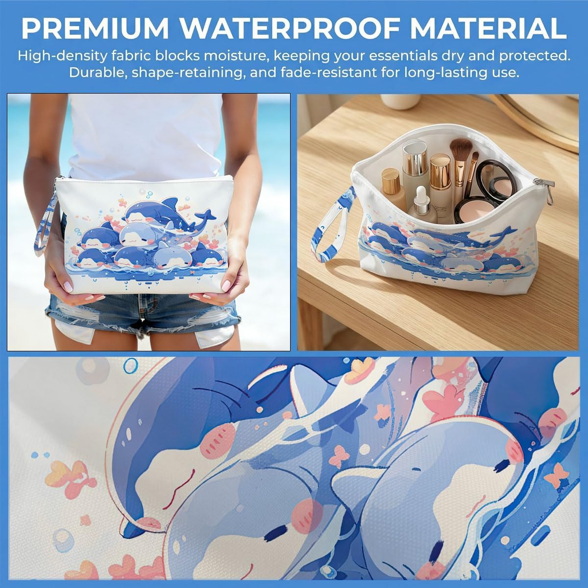 Wet Dry Bag, Waterproof Travel Pouch, Large Zipper Bag For Swimsuits, Diapers, Toiletries, Makeup, Women And Girls Cute Baby Shark