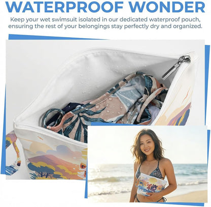 Wet Dry Bag, Waterproof Travel Pouch, Large Zipper Bag For Swimsuits, Diapers, Toiletries, Makeup, Women And Girls Cute Baby Shark