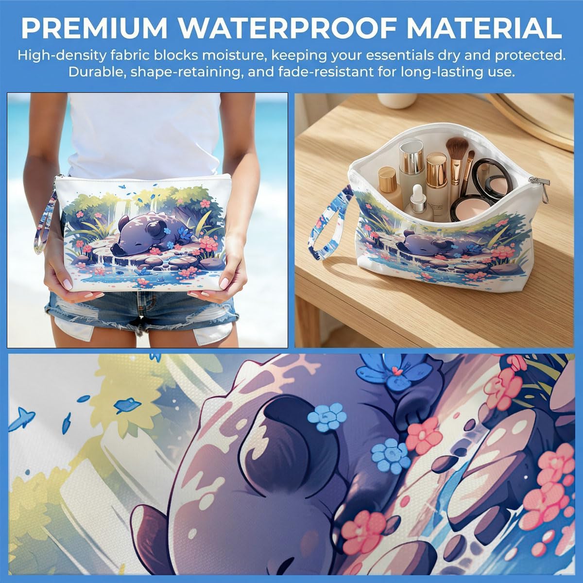 Wet Dry Bag, Waterproof Travel Pouch, Large Zipper Bag For Swimsuits, Diapers, Toiletries, Makeup, Women And Girls Cute Baby Shark