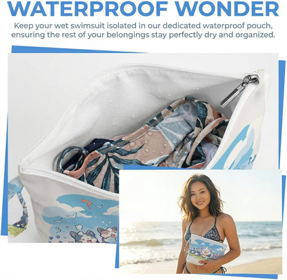 Wet Dry Bag, Waterproof Travel Pouch, Large Zipper Bag For Swimsuits, Diapers, Toiletries, Makeup, Women And Girls Cute Baby Shark
