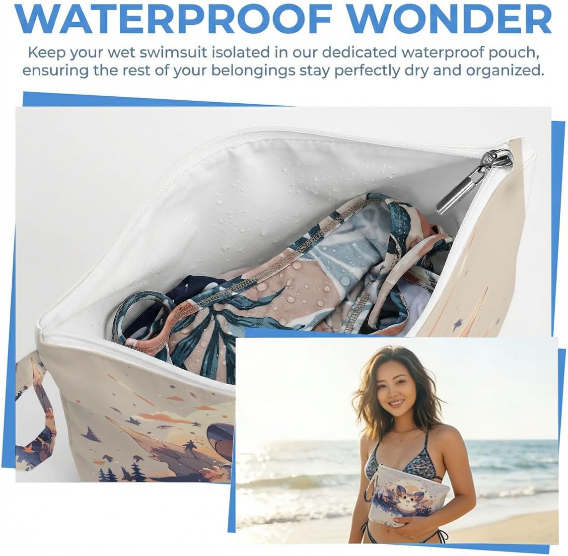 Wet Dry Bag, Waterproof Travel Pouch, Large Zipper Bag For Swimsuits, Diapers, Toiletries, Makeup, Women And Girls Cute Baby Shark