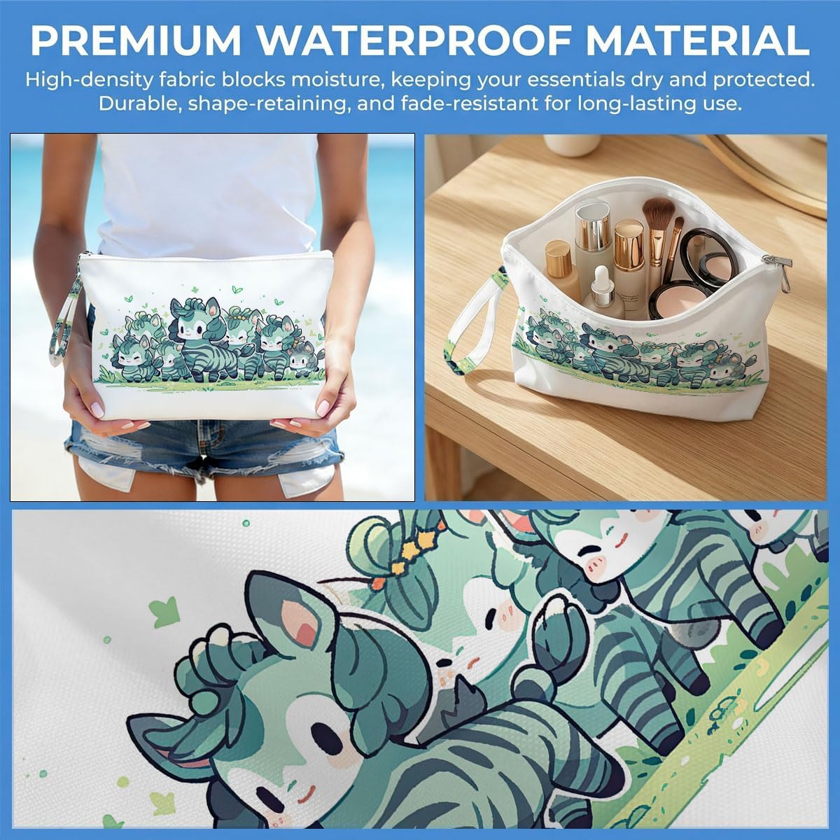 Wet Dry Bag, Waterproof Travel Pouch, Large Zipper Bag For Swimsuits, Diapers, Toiletries, Makeup, Women And Girls Cute Baby Shark