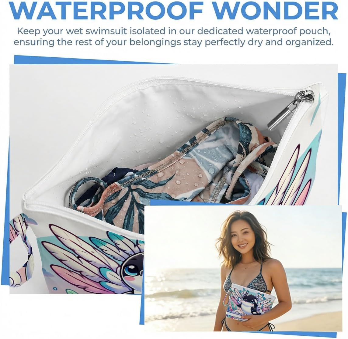 Wet Dry Bag, Waterproof Travel Pouch, Large Zipper Bag For Swimsuits, Diapers, Toiletries, Makeup, Women And Girls Cute Baby Shark