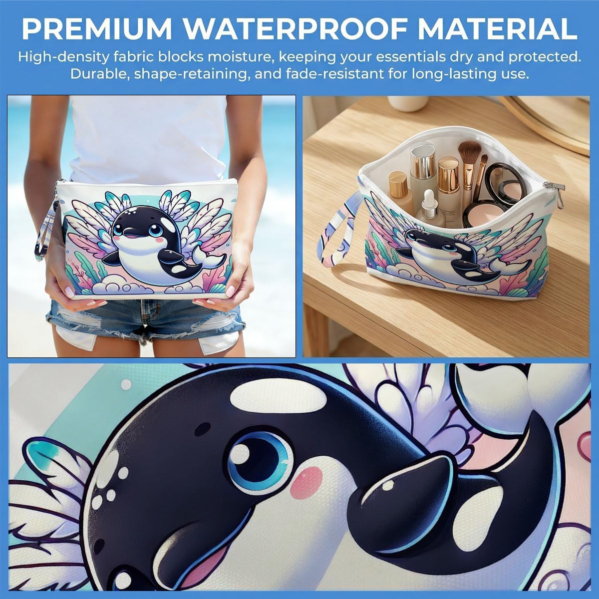 Wet Dry Bag, Waterproof Travel Pouch, Large Zipper Bag For Swimsuits, Diapers, Toiletries, Makeup, Women And Girls Cute Baby Shark