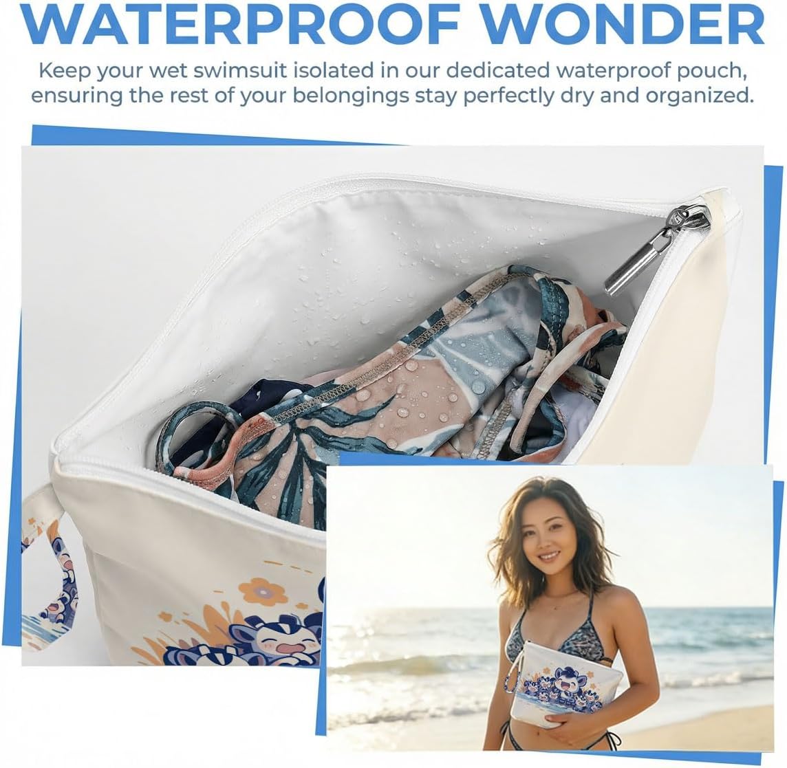 Wet Dry Bag, Waterproof Travel Pouch, Large Zipper Bag For Swimsuits, Diapers, Toiletries, Makeup, Women And Girls Cute Baby Shark