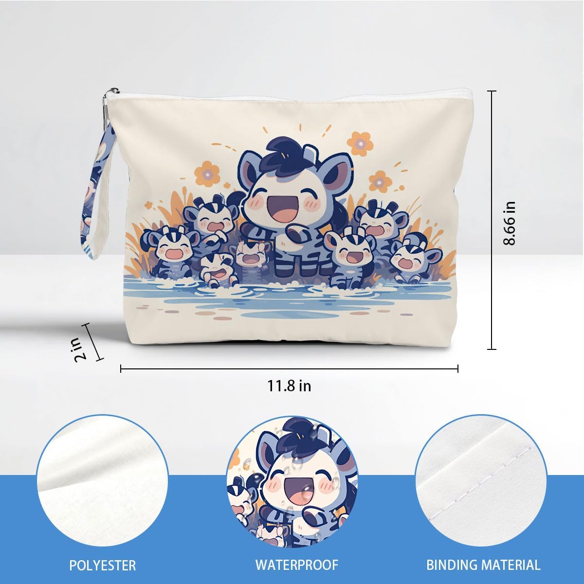 Wet Dry Bag, Waterproof Travel Pouch, Large Zipper Bag For Swimsuits, Diapers, Toiletries, Makeup, Women And Girls Cute Baby Shark
