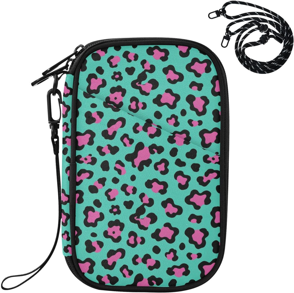 Travel Doc Organizer 21×14×3 CM | Polyester Oxford Sturdy Shape Multi-Way Carry for Adults Travel Teal Spots