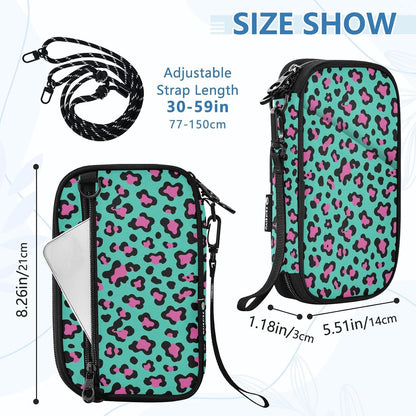 Travel Doc Organizer 21×14×3 CM | Polyester Oxford Sturdy Shape Multi-Way Carry for Adults Travel Teal Spots