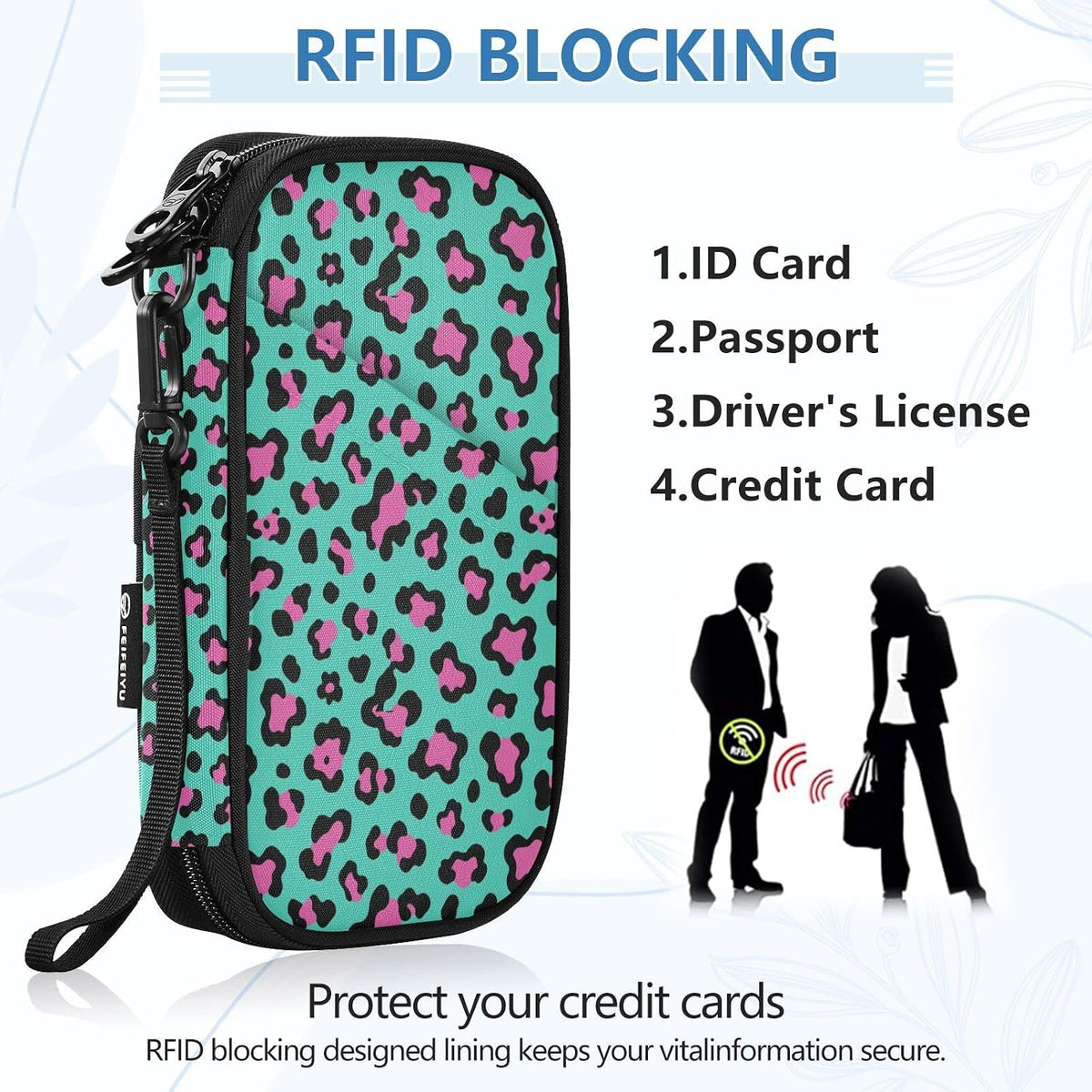 Travel Doc Organizer 21×14×3 CM | Polyester Oxford Sturdy Shape Multi-Way Carry for Adults Travel Teal Spots