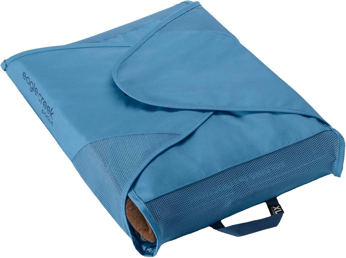 Pack-It Reveal Garment Folder - Travel Garment Bag with Compression Wings to Maximize Luggage Space - Convenient Top Handle - Quick Drying Material XL Blue Dawn