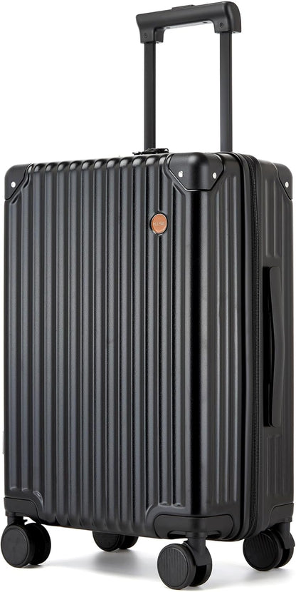 Hulsin 20 Inch Carry on Luggage,Airline Approved 22x14x9 Hard Shell Carry on Suitcase with 360° Spinner Wheels,TSA Lock and Lightweight Hardside Carry-on Luggage for Travel (Black, 20 Inch)
