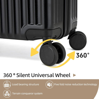 Hulsin 20 Inch Carry on Luggage,Airline Approved 22x14x9 Hard Shell Carry on Suitcase with 360° Spinner Wheels,TSA Lock and Lightweight Hardside Carry-on Luggage for Travel (Black, 20 Inch)