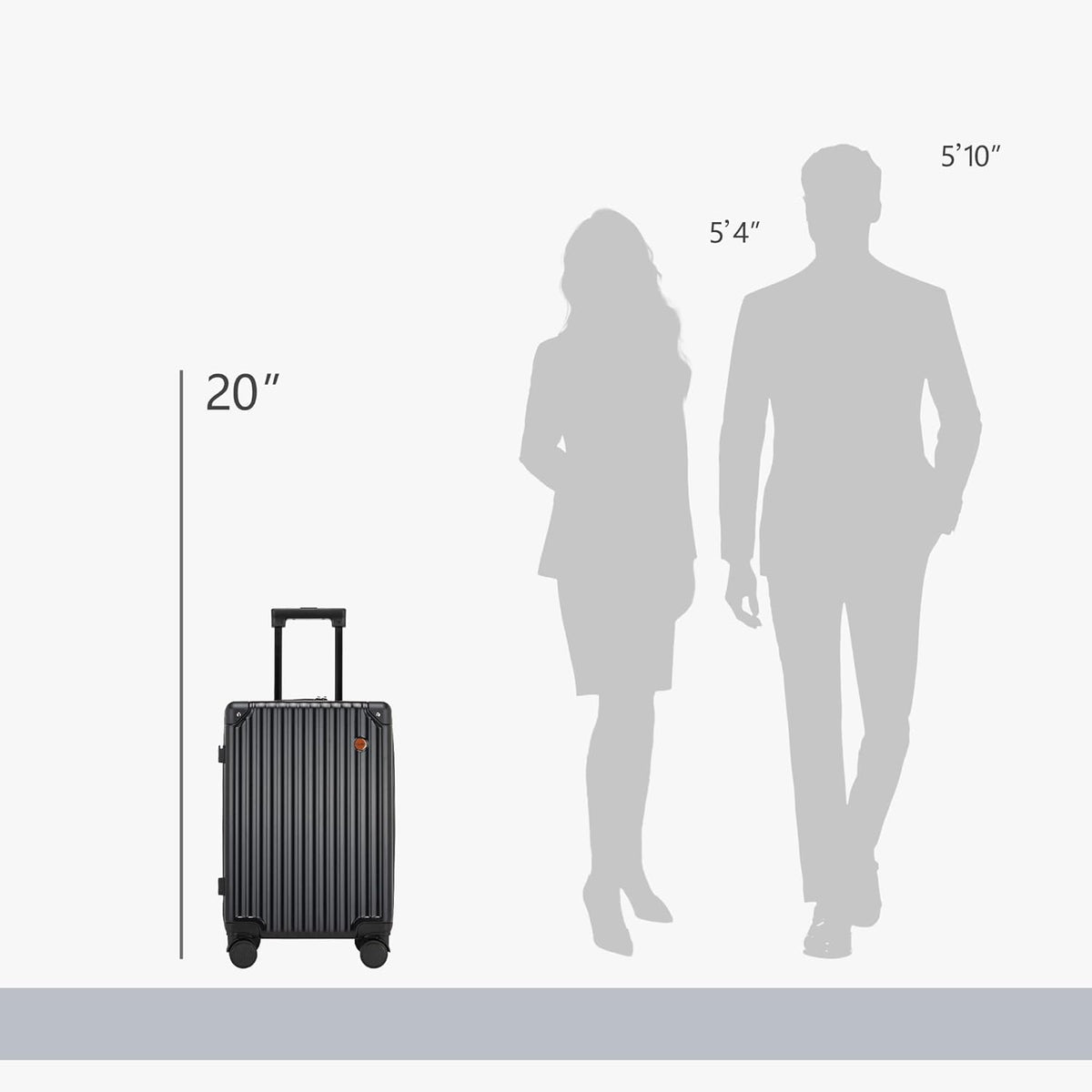 Hulsin 20 Inch Carry on Luggage,Airline Approved 22x14x9 Hard Shell Carry on Suitcase with 360° Spinner Wheels,TSA Lock and Lightweight Hardside Carry-on Luggage for Travel (Black, 20 Inch)