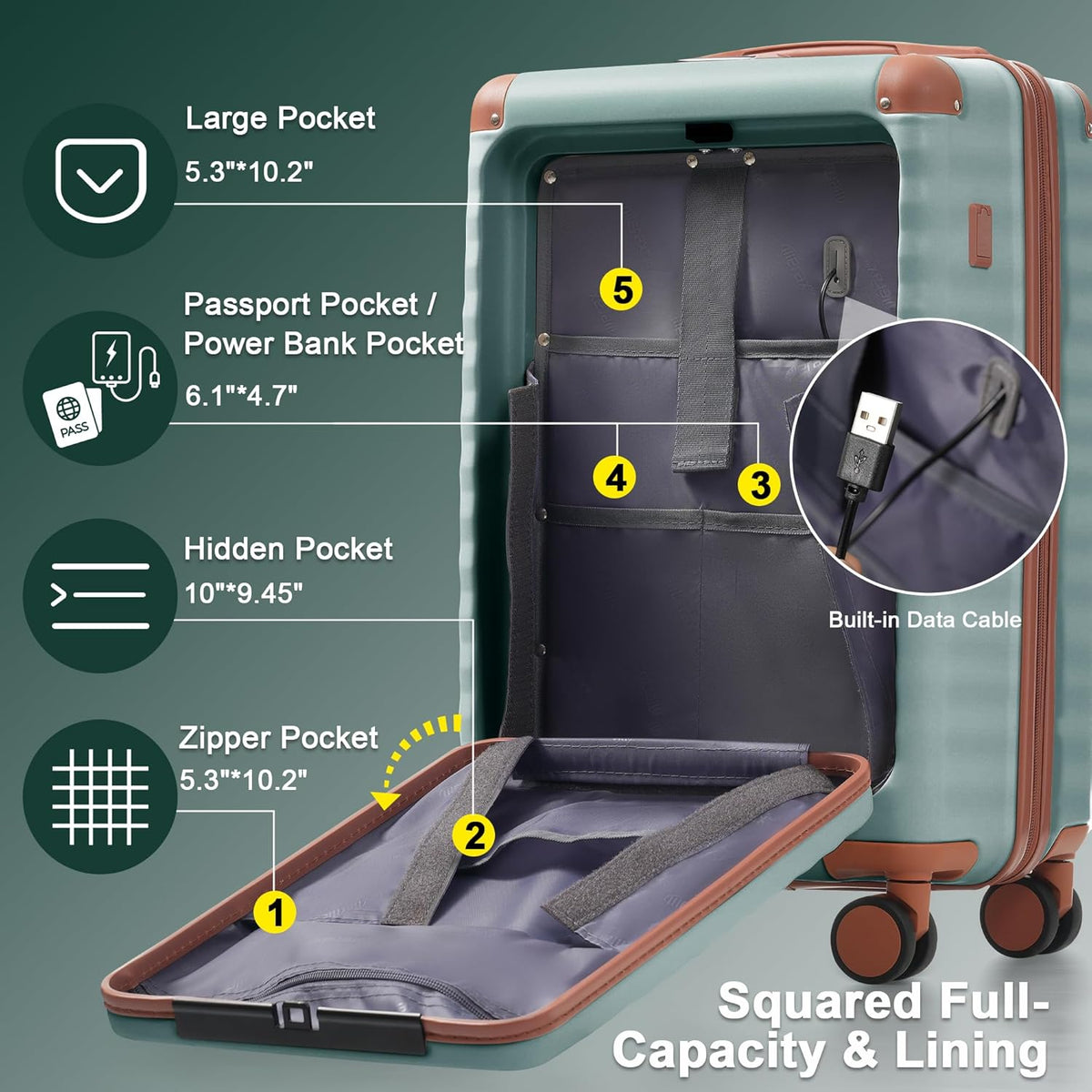 Hardshell Luggage Set, Travel Suitcase Set | Carry on suitcase,Travel luggage set with double spinner wheels and lock.14" 20" 24" 28"+Duffel Bag+Toiletry Bag - Colors A