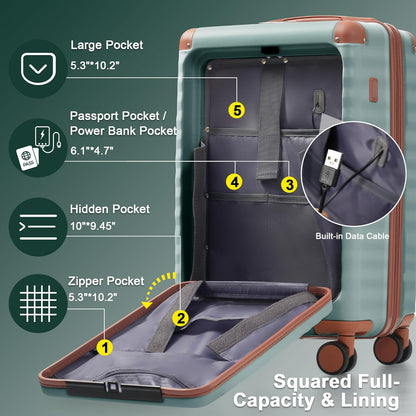 Hardshell Luggage Set, Travel Suitcase Set | Carry on suitcase,Travel luggage set with double spinner wheels and lock.14" 20" 24" 28"+Duffel Bag+Toiletry Bag - Colors A