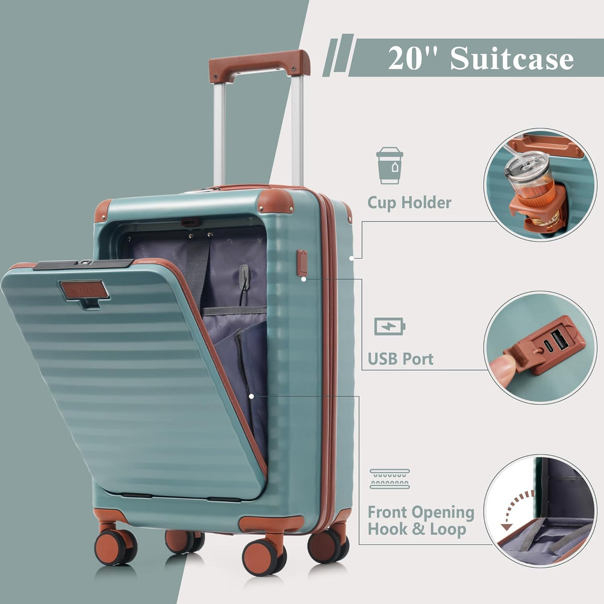 Hardshell Luggage Set, Travel Suitcase Set | Carry on suitcase,Travel luggage set with double spinner wheels and lock.14" 20" 24" 28"+Duffel Bag+Toiletry Bag - Colors A
