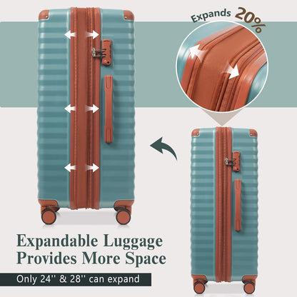 Hardshell Luggage Set, Travel Suitcase Set | Carry on suitcase,Travel luggage set with double spinner wheels and lock.14" 20" 24" 28"+Duffel Bag+Toiletry Bag - Colors A