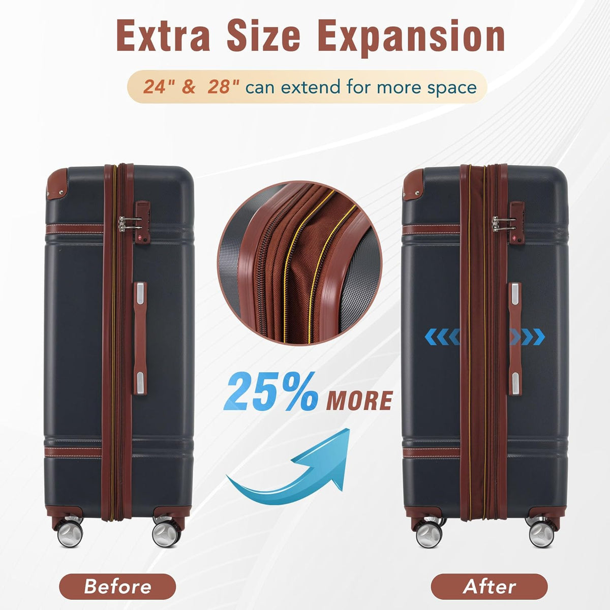 Hardshell Luggage Set, Travel Suitcase Set | Carry on suitcase,Travel luggage set with double spinner wheels and lock.14" 20" 24" 28"+Duffel Bag+Toiletry Bag - Colors A