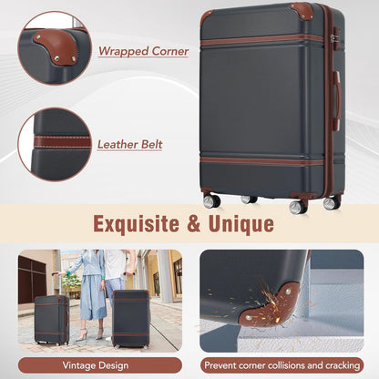 Hardshell Luggage Set, Travel Suitcase Set | Carry on suitcase,Travel luggage set with double spinner wheels and lock.14" 20" 24" 28"+Duffel Bag+Toiletry Bag - Colors A