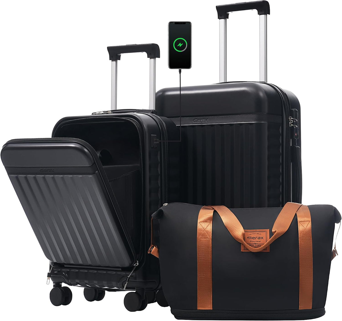 Hardshell Luggage Set, Travel Suitcase Set | Carry on suitcase,Travel luggage set with double spinner wheels and lock.14" 20" 24" 28"+Duffel Bag+Toiletry Bag - Colors A