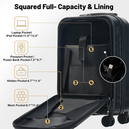 Hardshell Luggage Set, Travel Suitcase Set | Carry on suitcase,Travel luggage set with double spinner wheels and lock.14" 20" 24" 28"+Duffel Bag+Toiletry Bag - Colors A