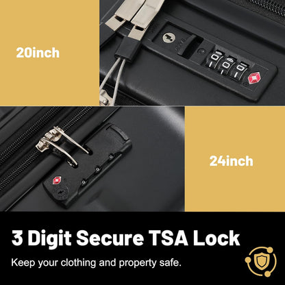 Hardshell Luggage Set, Travel Suitcase Set | Carry on suitcase,Travel luggage set with double spinner wheels and lock.14" 20" 24" 28"+Duffel Bag+Toiletry Bag - Colors A