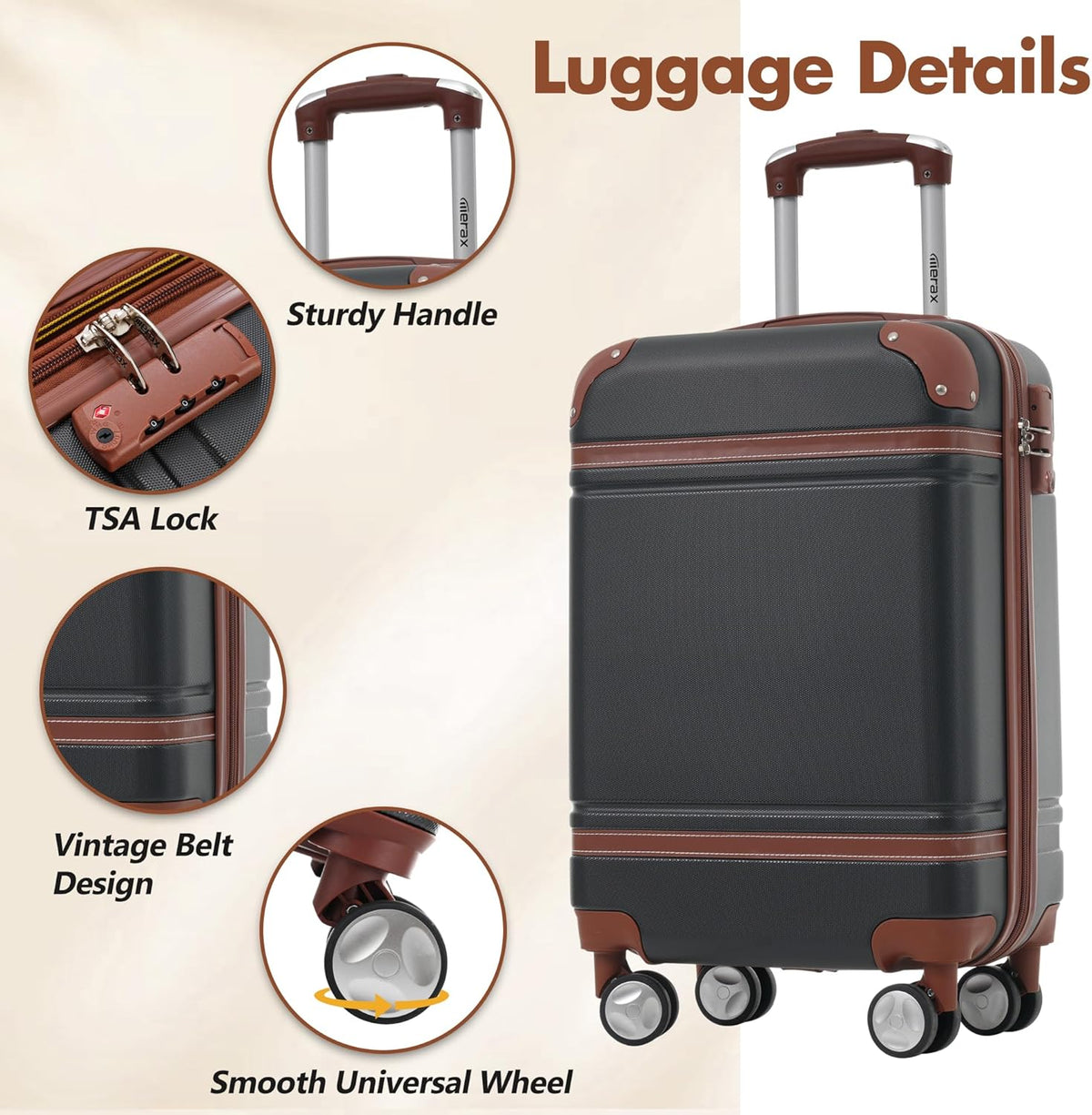 Hardshell Luggage Set, Travel Suitcase Set | Carry on suitcase,Travel luggage set with double spinner wheels and lock.14" 20" 24" 28"+Duffel Bag+Toiletry Bag - Colors A
