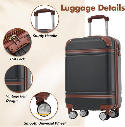 Hardshell Luggage Set, Travel Suitcase Set | Carry on suitcase,Travel luggage set with double spinner wheels and lock.14" 20" 24" 28"+Duffel Bag+Toiletry Bag - Colors A