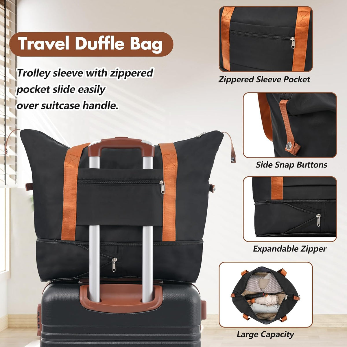 Hardshell Luggage Set, Travel Suitcase Set | Carry on suitcase,Travel luggage set with double spinner wheels and lock.14" 20" 24" 28"+Duffel Bag+Toiletry Bag - Colors A